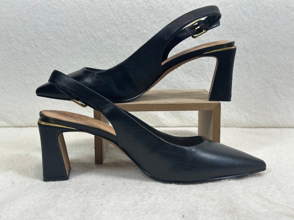 Vince Camuto Hamden Leather Slingback Pump Mid Heel Pointed Toe SZ 7.5 Like New